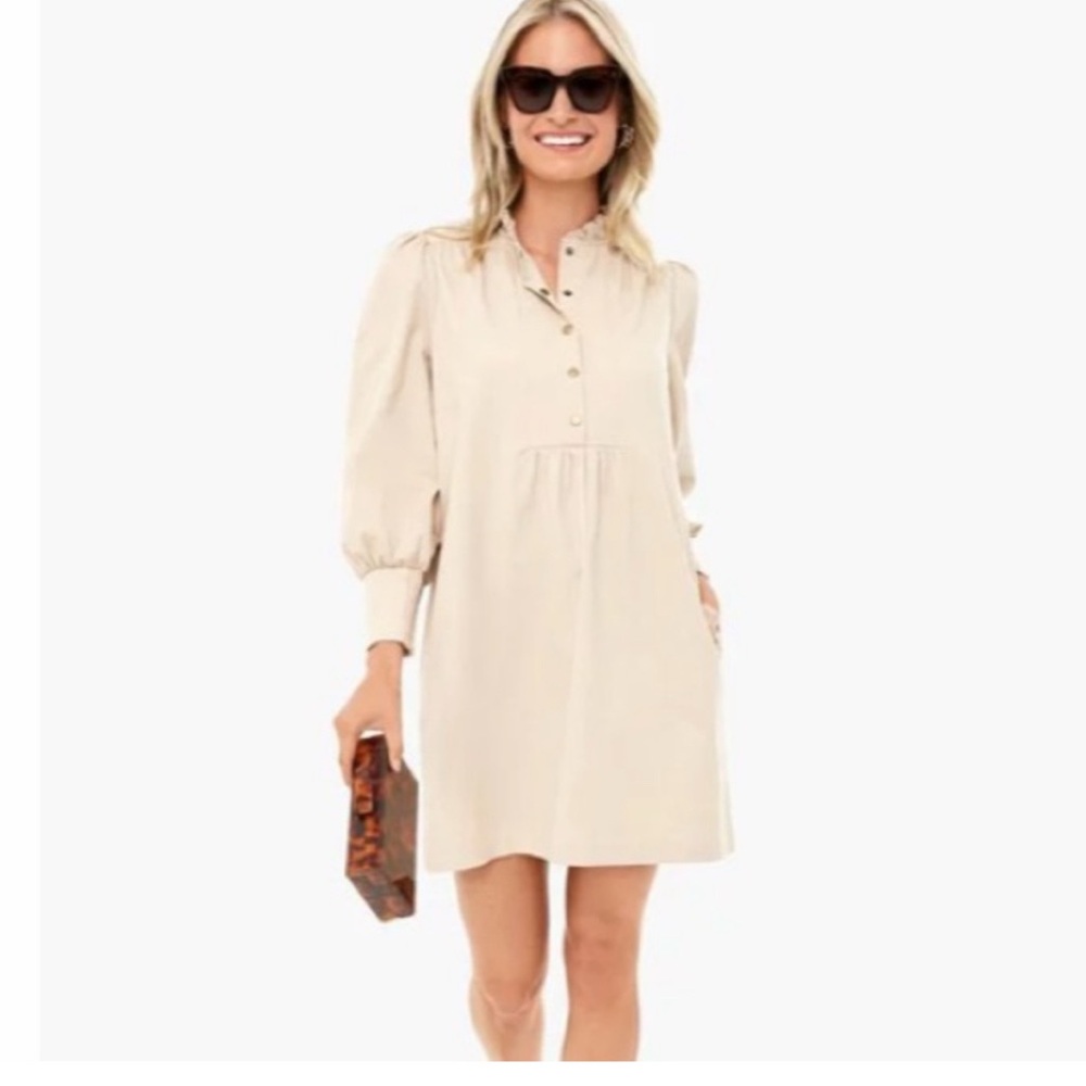 Tuckernuck X Pomander Place | Khaki Claiborne Shift Dress Snap Buttons Medium‎